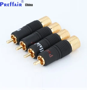 4PCS Gold Plated Brass RCA Plugs Speaker Connector Audio Signal Cable Adapters - Picture 1 of 6
