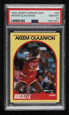 1989-90 NBA Hoops Superstars Box Set Hakeem Olajuwon #38 PSA 10 GEM MT HOF - Image 1 of 2