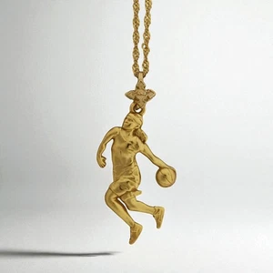Basketball Pendant – Gold-Plated 925 Silver Sports Necklace for Skilled Players - Picture 1 of 14