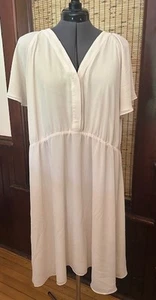 H&M Women's Chiffon Knee Length Beige Cream Flutter Sleeve Dress XXL - Bild 1 von 3