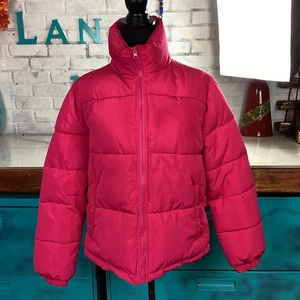 Forever 21 Women’s Quilted Puffer Jacket Hot Pink, Size S   - Bild 1 von 12