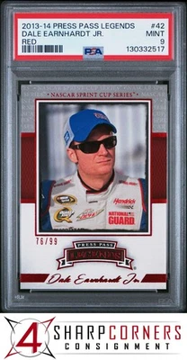 2013 PRESS PASS LEGENDS RED #42 DALE EARNHARDT JR. HOF #/99 POP 1 PSA 9 - Image 1 of 2