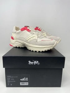 Coach Sneakers Scarpe da Ginnastica C143 Runner Fluo LTR Gesso/Rosa Donna Taglia:7B - Foto 1 di 12