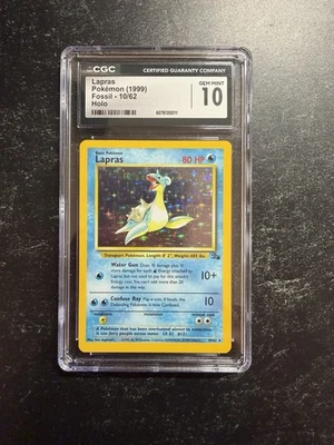 CGC 10 Lapras 1999 Fósil Set 10/62 Holo Raro Pokemon Tarjeta Gema Como Nuevo Foto 1 de 3