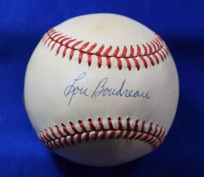 Lou Boudreau Beckett BAS Autógrafo Liga Americana OAL Firmado Béisbol Foto 1 de 2