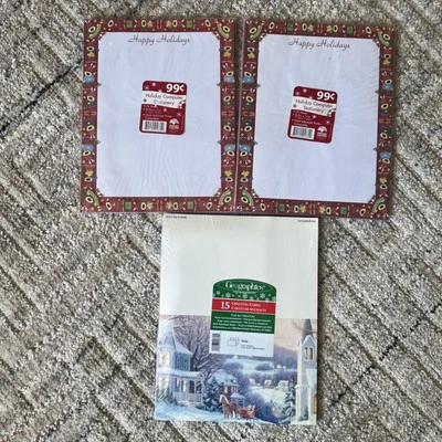 15 tarjetas de felicitación para todas las impresoras escena de invierno 8,5x5,5" +50 hojas estacionarias Foto 1 de 4