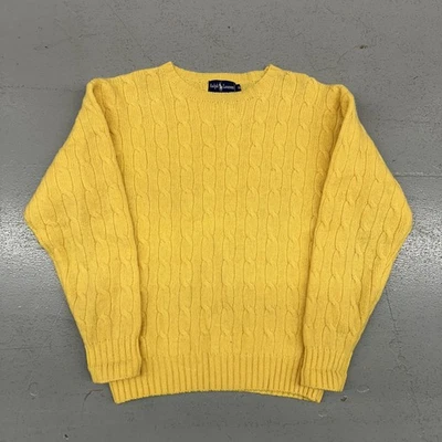 Ralph Lauren свитер женщин маленький желтый кабель трикотажа 100% шерсти пуловер - Изображение 1 из 4