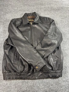 Columbia Men's Jacket XL Black Leather Collared Long Sleeve Full Zip Jacket - Picture 1 of 13