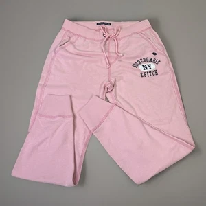 Abercrombie & Fitch Women’s Size M NY Jogger Sweatpants Pink Drawstring Pockets - Picture 1 of 4