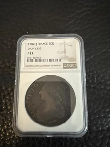 1782Q France Louis XV Silver Ecu, NGC F12 Toning! - Picture 1 of 3