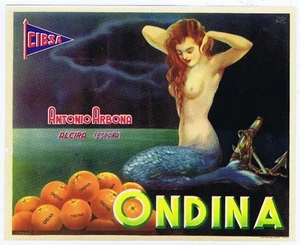 Ondina Meerjungfrau Antonio Arbona Alcira Spanien orange Kistenetikett - Bild 1 von 1