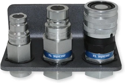 1/2 Flat Face Hydraulic Quick Connect Coupler Set +Drain line + Bracket TL23DB-2 - Image 1 of 4