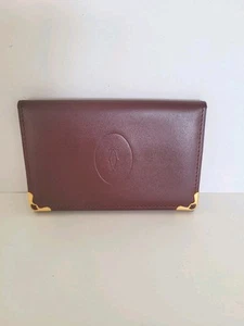 Cartier Paris Vintage faltbare Leder bordeauxrot Geldbörse klein kompakt Karte Ausweis - Bild 1 von 12
