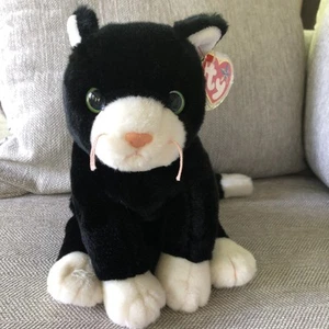 1999 TY Beanie Buddies Reißverschluss Smoking Katze Plüschtier mit Schleife & Etikett Vintage Sammlerstück - Bild 1 von 6