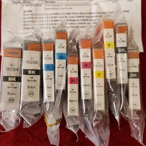 10 ink Cartridge for CANON PIXMA iP4500 iP5200 MP610 MP800 MP830 CLI8 PGI 5BK - Picture 1 of 2