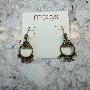 Nuevos hermosos pendientes Macy oro y marrón candelabro nunca usados - Imagen 1 de 4