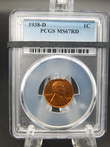1938-D PCGS MS67 RD RED Lincoln Wheat Back CENT #BT-24 - Picture 1 of 4