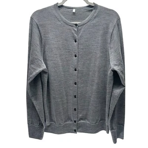 Muji Cardigan Womens Extra Large Grey 100% Wool Washable Japan Minimalist Casual - Picture 1 of 12