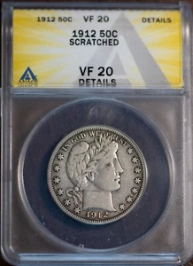 1912 50c Barber Half-dollar VF-20 Details ANACS # 7472040 New Holder + Bonus - Picture 1 of 2