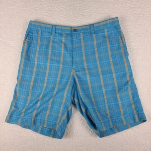Callaway Shorts Mens 36 Teal Brown Plaid 9" Inseam Casual Performance Golf Chino - Picture 1 of 9