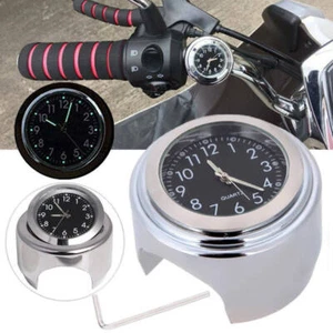 Motorrad 7/8" bis 1" Lenker Uhr Schwarz Zifferblatt Uhren Lenkeruhr Wasserdicht - Picture 1 of 11