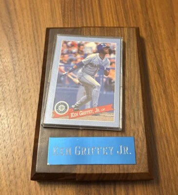 Ken Griffey Jr Card  In Protective Case Mounted On Wood Plaque - Image 1 of 3