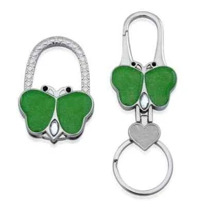 Juego de Porta Cartera y Llavero Mariposa con Cristal Austriaco Verde Caja Original - Imagen 1 de 3