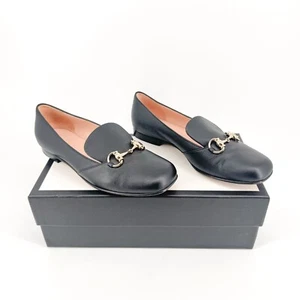 Gucci Horsebit Loafers EU 37 US 7 Black Leather Kira Flat Slip On Shoe Buckle - Picture 1 of 14