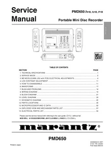 Service Manual Instructions for Marantz Pmd 650 - Picture 1 of 1