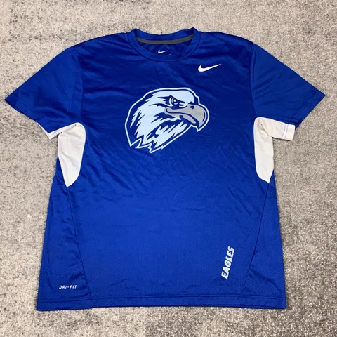 Georgia Southern Eagles Shirt Mens Large Blue Casual Crew Neck Nike Tee Drifit Cover