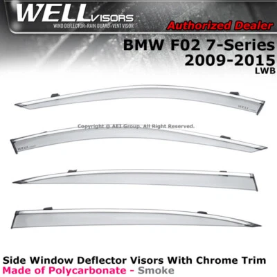 Viseras WELL para BMW Serie 7 09-15 F02 clip lateral en viseras de ventana cromadas Foto 1 de 4
