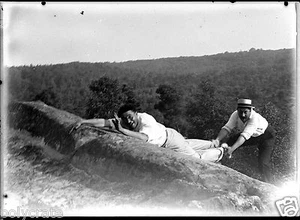 Portrait deux hommes - négatif verre plaque an. 1920 30 - Imagen 1 de 1