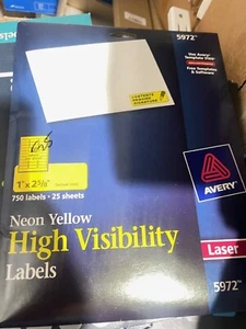 Avery 5972 1" x 2.63" High-Visibility Permanent Laser ID Labels (750/PK)  (U4) - Picture 1 of 2