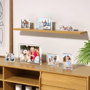 Transparent Acrylic Photo Double-Sided-Clear Picture Frame-Magnetic Photo Block - Picture 1 of 38
