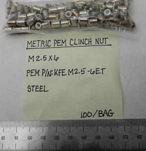 (100) Metric PEM Clinch Nut M2.5x6 Steel - Picture 1 of 2
