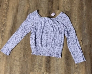 Evensie shirt girls/tween 11/12 Purple & Black Flowered Spring lightweight shirt - Picture 1 of 5