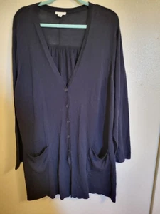 J Jill Lightweight Dark Blue Button down Cardigan Size 3X - Picture 1 of 7