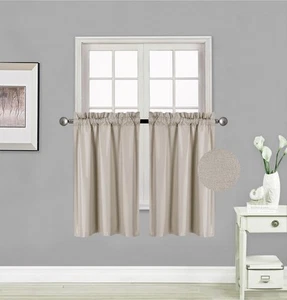 Elegant Home 2 Short Panels Tiers Small Window Treatment Curtain Blackout 28"... - Picture 1 of 1
