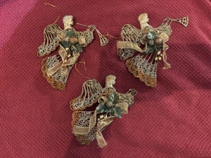 Adorno de árbol de Navidad vintage dorado brillo ángel 6", juego de 3 - Imagen 1 de 5