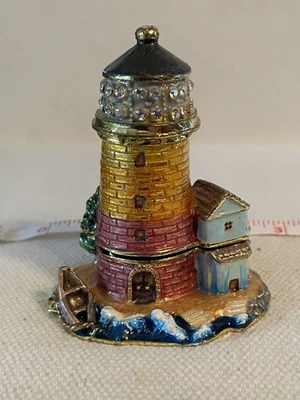 Charming Lighthouse Enameled Trinket Box - Image 1 of 3