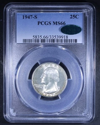 1947-S Washington Quarter - 25c PCGS MS66 CAC ✅ - Gorgeous Coin! - Image 1 of 4