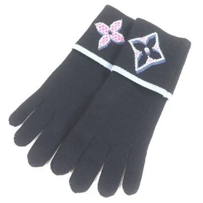 LOUIS VUITTON M73905 Gon Giant Pop Monogram 100% Wool Gloves Black Made in Italy - Image 1 of 4