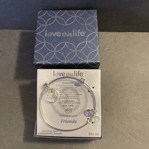 Bracciale Love This Life "Amici" in acciaio inox con charms - NUOVO con scatola - Foto 1 di 5