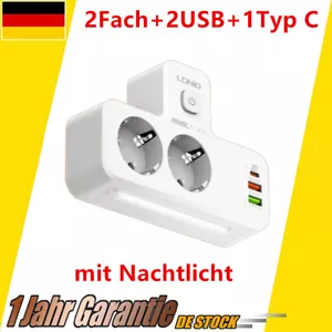 2-fach Mehrfachsteckdose 2er Steckdose Adapter mit USB-A+C Wandmontage Ladegerät - Bild 1 von 20