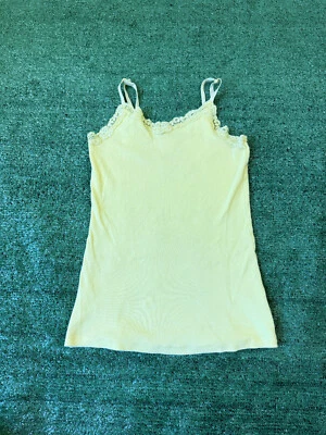 Faded Glory Yellow Lace Trim Tank Top 2000s Y2K Grunge Cute Stretch Ribbed Sz M - Image 1 of 4
