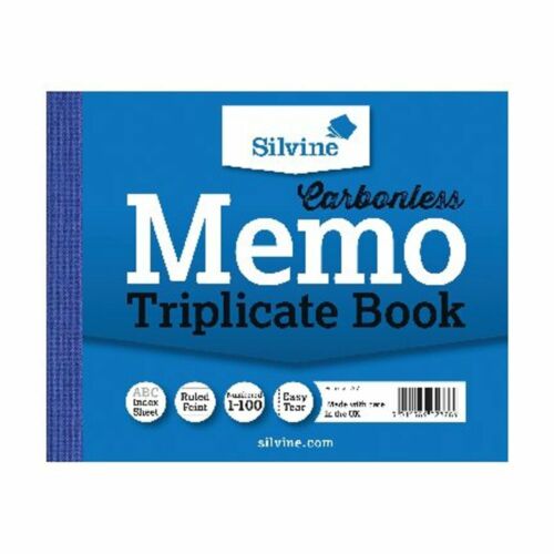 Silvine Carbonless Triplicate Memo Book Blue 102x127mm (Pack of 5) 707 FREE P&P