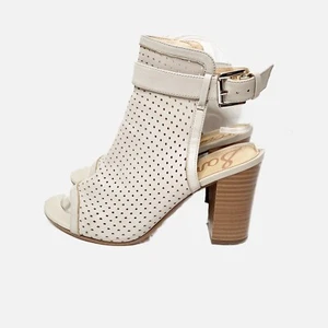 SAM EDELMAN Emmie Women's 6.5 M Gray SHOES Heeled Mules LEATHER Open Toe SANDAL - Picture 1 of 10