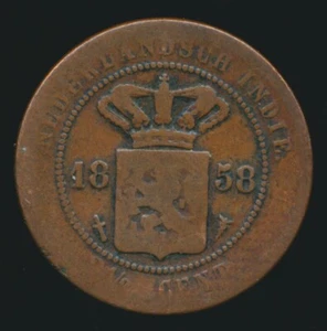 Netherlands East Indies 1858 2-1/2 CENT (Copper) - Picture 1 of 2