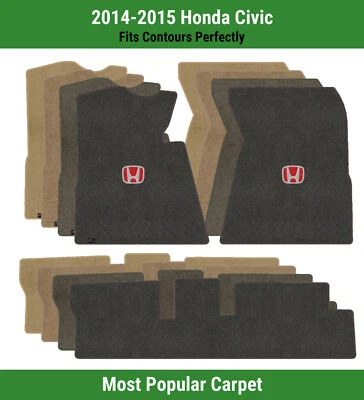 Alfombrillas delanteras y traseras Lloyd Ultimat para Honda Civic '14-15 con Honda H rojo sobre negro Foto 1 de 4