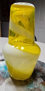 Lemon Yellow And White Swirl Glass Tumble Up - Picture 1 of 8